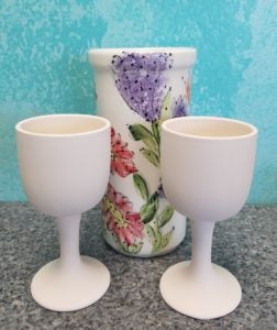 wine cooler and goblets